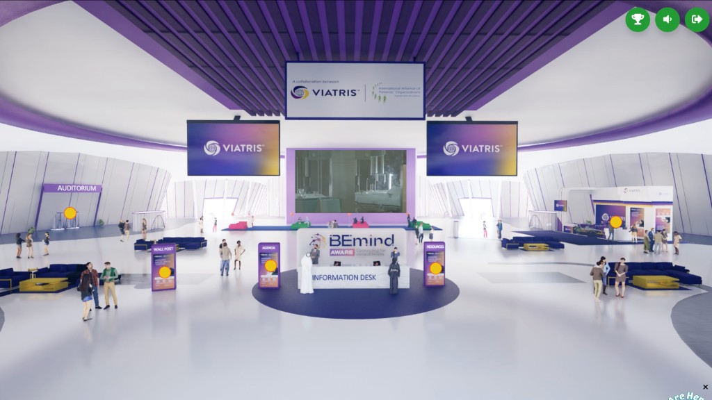 Branded VIDE virtual event experience shown during demos